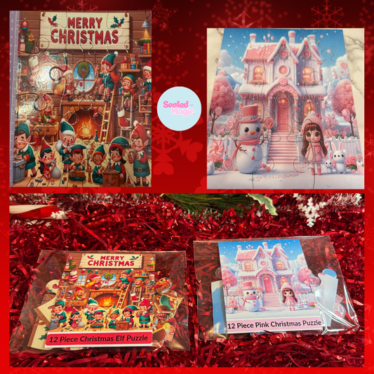 A5 Christmas Themed Jigsaw Puzzles 12 Pieces